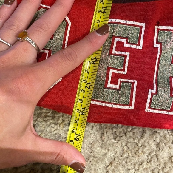 Vintage San Francisco 49ers Logo 7 Shirt Fit M/L Cropped Football Tee - Picture 9 of 9